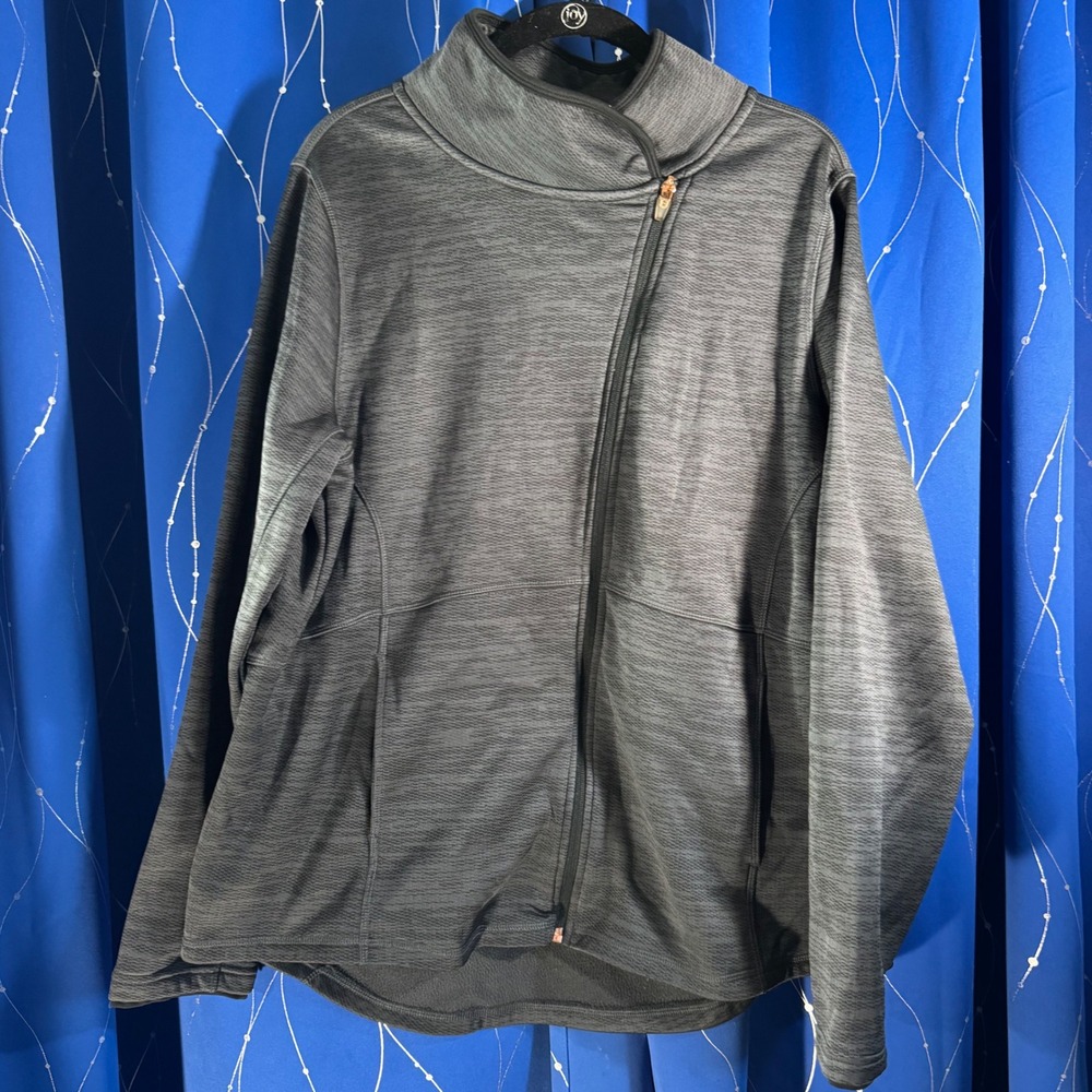 Champion Women's Gray Heathered Asymmetrical Zip Fleece Jacket XXL